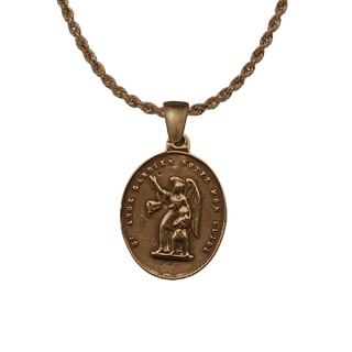 Vintage Bronze Guardian Angel Medal, French Legend