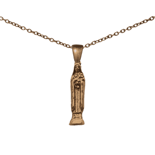 Vintage Bronze St. Therese Figural Pendant with Roses