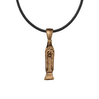 Vintage Bronze St. Therese Figural Pendant with Roses