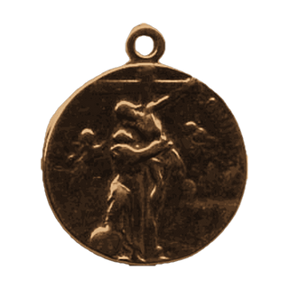 Vintage Bronze Hooded Friar Medal with Embrace of Christ — reverse