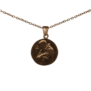 Vintage Bronze Hooded Friar Medal with Embrace of Christ
