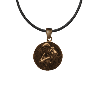 Vintage Bronze Hooded Friar Medal with Embrace of Christ