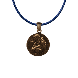 Vintage Bronze Hooded Friar Medal with Embrace of Christ