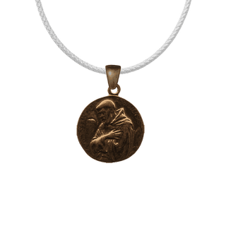 Vintage Bronze Hooded Friar Medal with Embrace of Christ