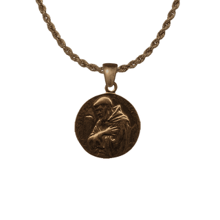Vintage Bronze Hooded Friar Medal with Embrace of Christ