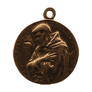 Vintage Bronze Hooded Friar Medal with Embrace of Christ