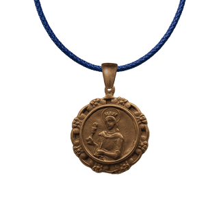 Vintage Bronze St. Barbara Medal with Floral Border