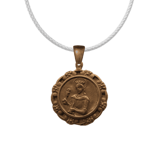 Vintage Bronze St. Barbara Medal with Floral Border