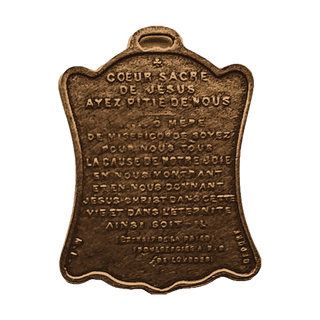 Vintage Bronze Lourdes Indulgenced Prayer Medal — reverse