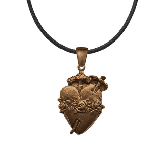 Vintage Bronze Pierced Heart with Roses Medal