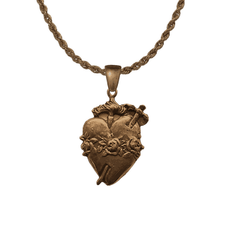 Vintage Bronze Pierced Heart with Roses Medal
