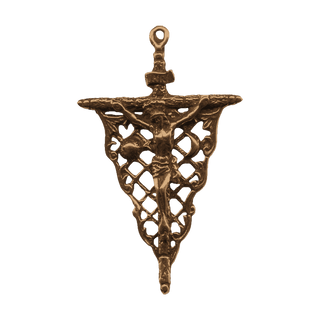 Vintage Bronze Openwork Crucifix with Sun and Moon