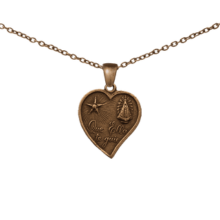 Vintage Bronze Que Ella Te Guíe Heart Medal