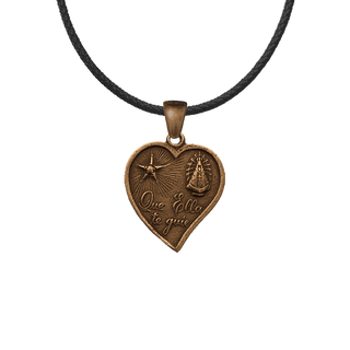Vintage Bronze Que Ella Te Guíe Heart Medal