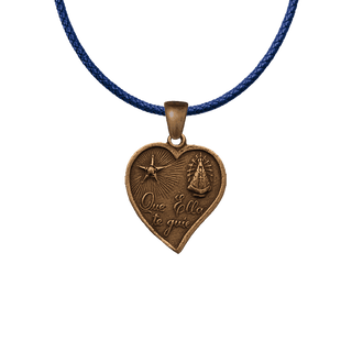 Vintage Bronze Que Ella Te Guíe Heart Medal