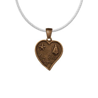Vintage Bronze Que Ella Te Guíe Heart Medal