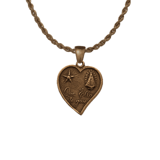 Vintage Bronze Que Ella Te Guíe Heart Medal
