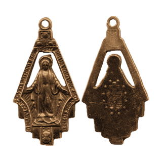 Vintage Bronze Miraculous Medal in Openwork