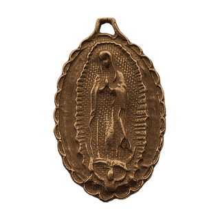 Vintage Bronze Our Lady of Guadalupe Medal, Large Oval