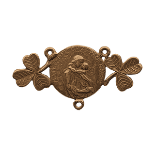 Vintage Bronze Mater Dei Rosary Center with Shamrocks