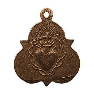 Vintage Bronze Infant of Prague Medal, Trefoil — reverse