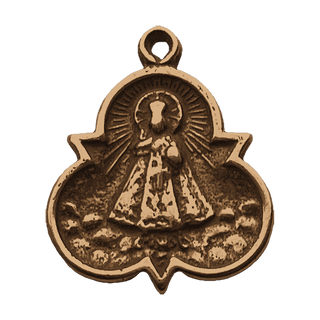 Vintage Bronze Infant of Prague Medal, Trefoil