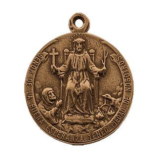 Vintage Bronze Our Lady of Perpetual Help Medal — reverse