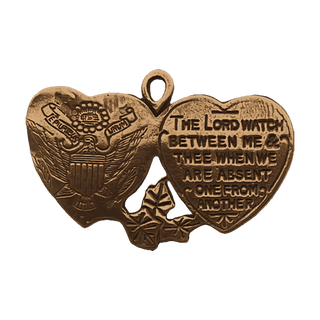Vintage Bronze Mizpah Twin Hearts Military Medal
