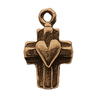 Vintage Bronze Little Cross with Heart