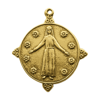 Vintage Yellow Bronze Mary, Queen of the Flowers Medal