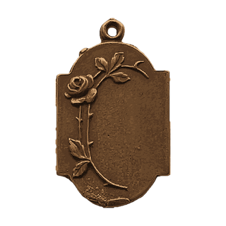 Vintage Bronze Our Lady in the Grotto Medal with Rose — reverse