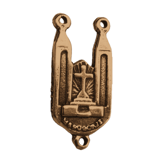 Vintage Bronze Rayed Madonna Rosary Center with Calvary