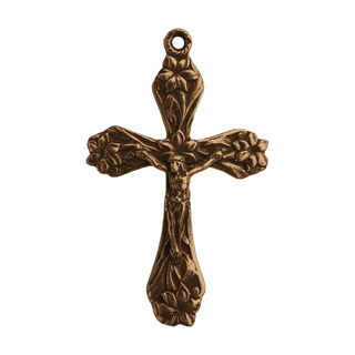 Vintage Bronze Garden Lily Crucifix