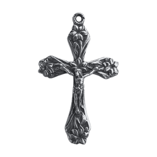 Vintage White Bronze Garden Lily Crucifix