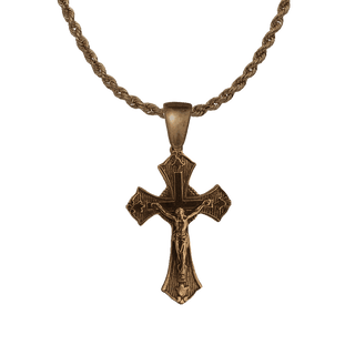 Vintage Bronze Tulip Crucifix