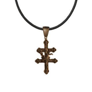 Vintage Bronze Cross of Lorraine with Thistle
