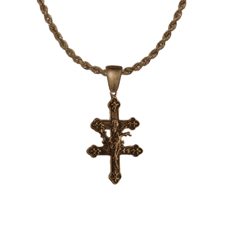 Vintage Bronze Cross of Lorraine with Thistle