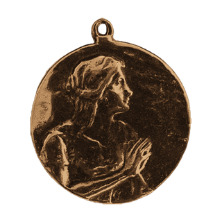 Vintage Bronze Mary Magdalene Medal, Hands in Prayer