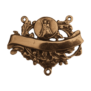 Vintage Bronze Holly and Scroll Rosary Center