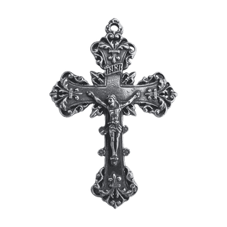 Vintage White Bronze Grand Baroque Crucifix