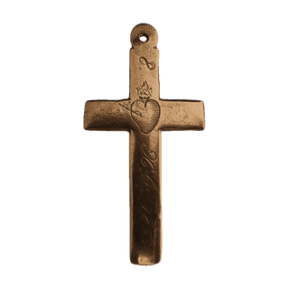 Vintage Bronze Nun's Cross with Engraved Sacred Heart