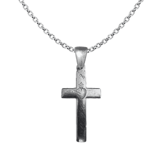 Vintage White Bronze Nun's Cross with Engraved Sacred Heart