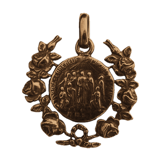Vintage Bronze Canadian Jesuit Martyrs Medal with Roses