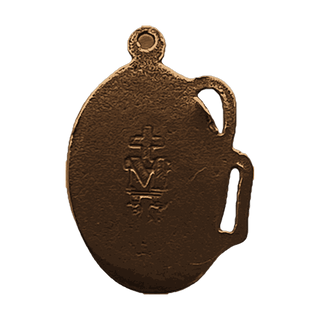 Vintage Bronze Miraculous Medal with Reeds and Flowers — reverse