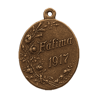 Vintage Bronze Our Lady of the Rosary of Fatima Medal — reverse