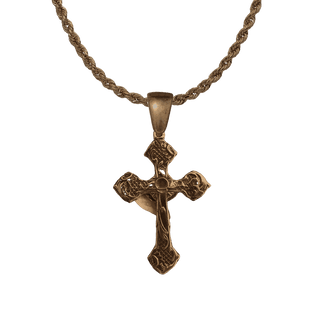 Vintage Bronze Woven Cross, Two-Sided