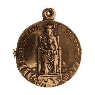 Vintage Bronze Our Lady of the Pillar of Chartres Medal - reverse