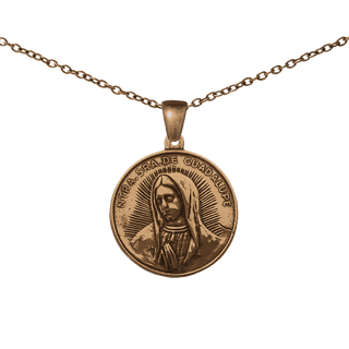 Vintage Bronze Our Lady of Guadalupe Medal, Worn Original