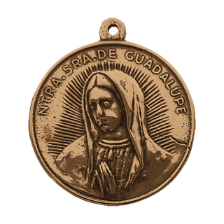 Vintage Bronze Our Lady of Guadalupe Medal, Worn Original
