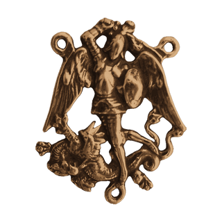 Vintage Bronze St. Michael the Archangel Rosary Center